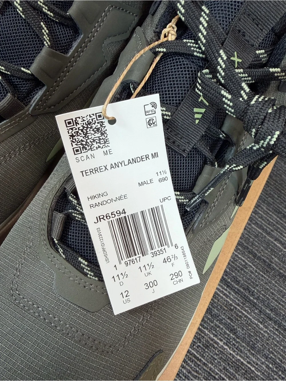 Adidas Terrex Anylander Mid Rain.RDY Hiking Shadow Olive/Tent Green Mens 12 New